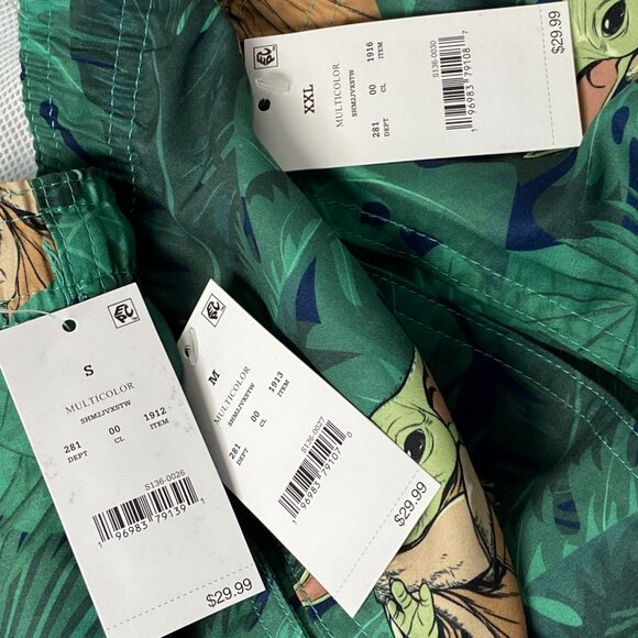 Star Wars Yoda Character Swim Trunks Board Shorts 18" Leafy Green NWT - Picture 13 of 13